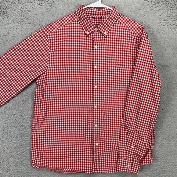 Vineyard Vines OTG Mens Brrr Button Down Shirt Large Red Check Pocket Stretch